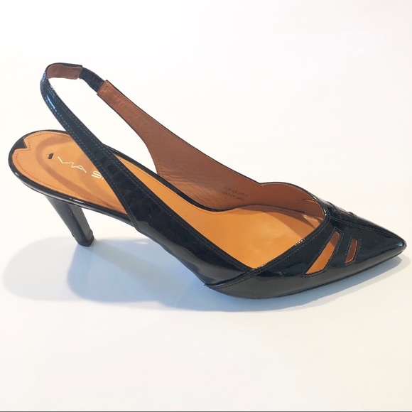 Via Spiga Shoes - Via Spiga Black Patent Leather 4” Heel Sling Back